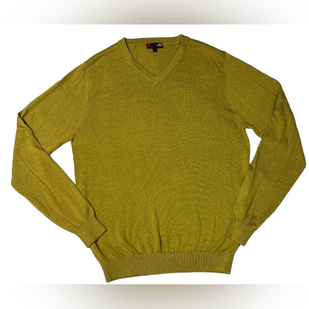 Pima Cotton Men’s Lightweight V Neck Sweater Color Green 100% Cotton Large